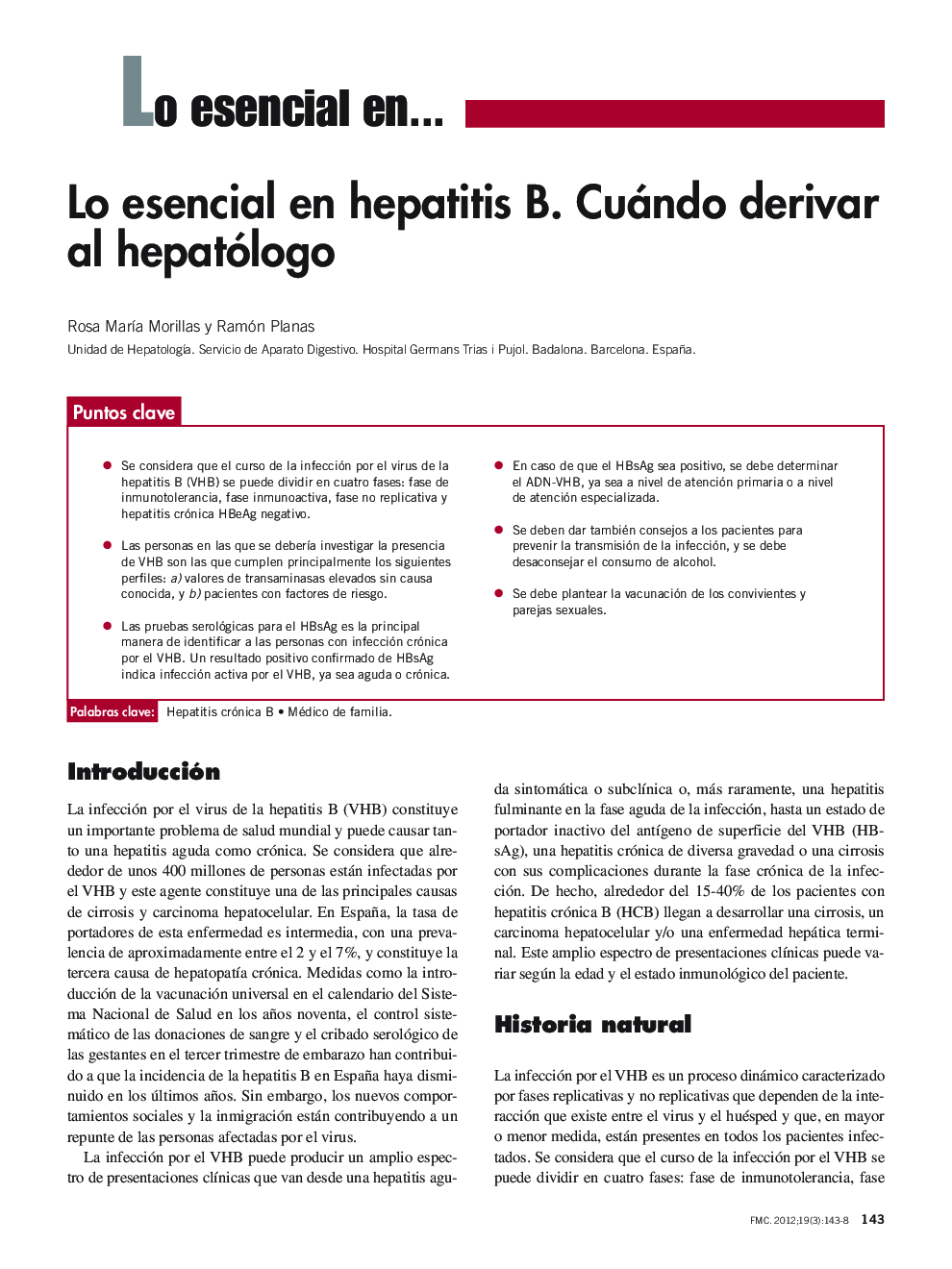 Lo esencial en hepatitis B. Cuándo derivar al hepatólogo