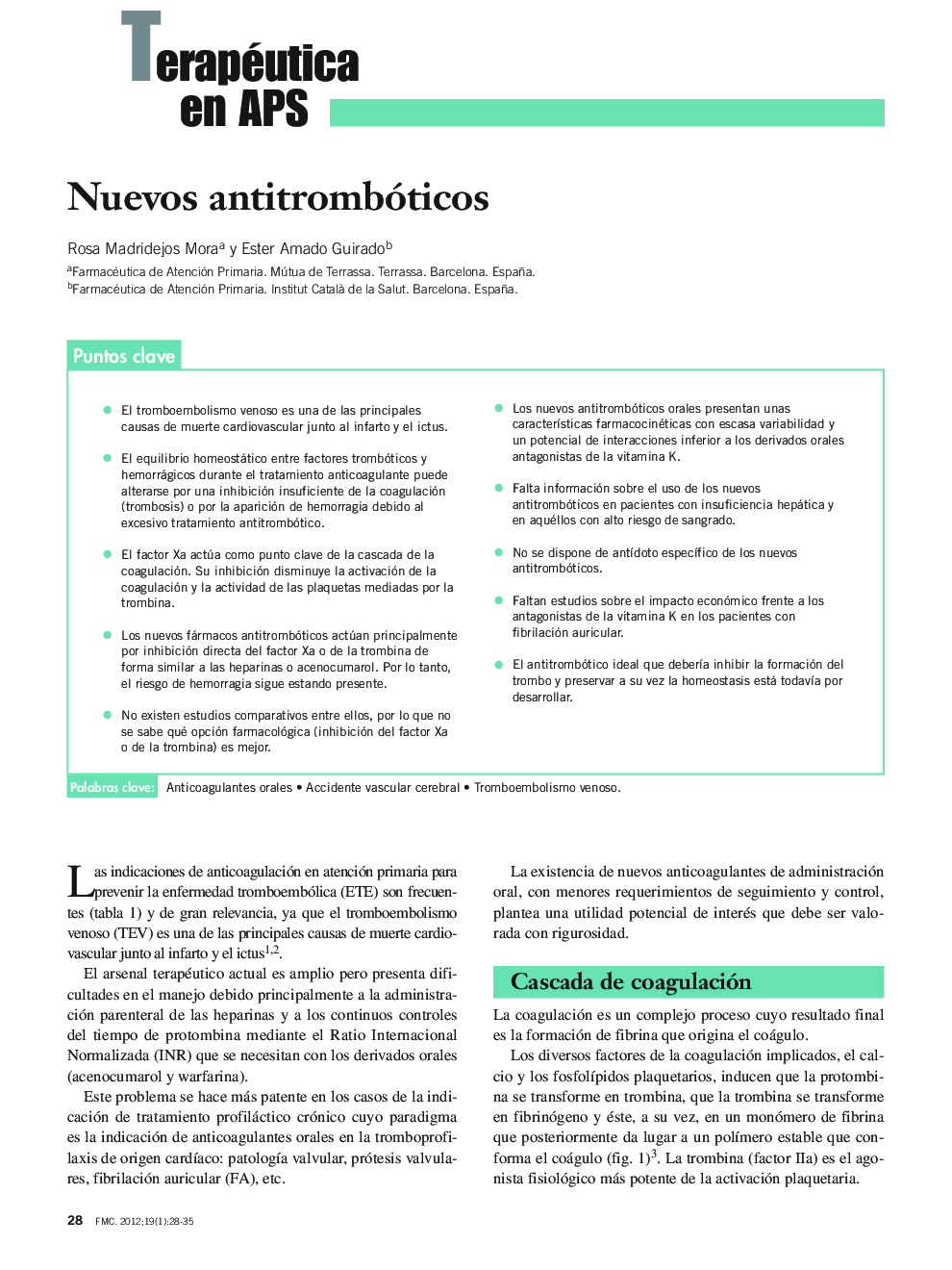 Nuevos antitrombóticos