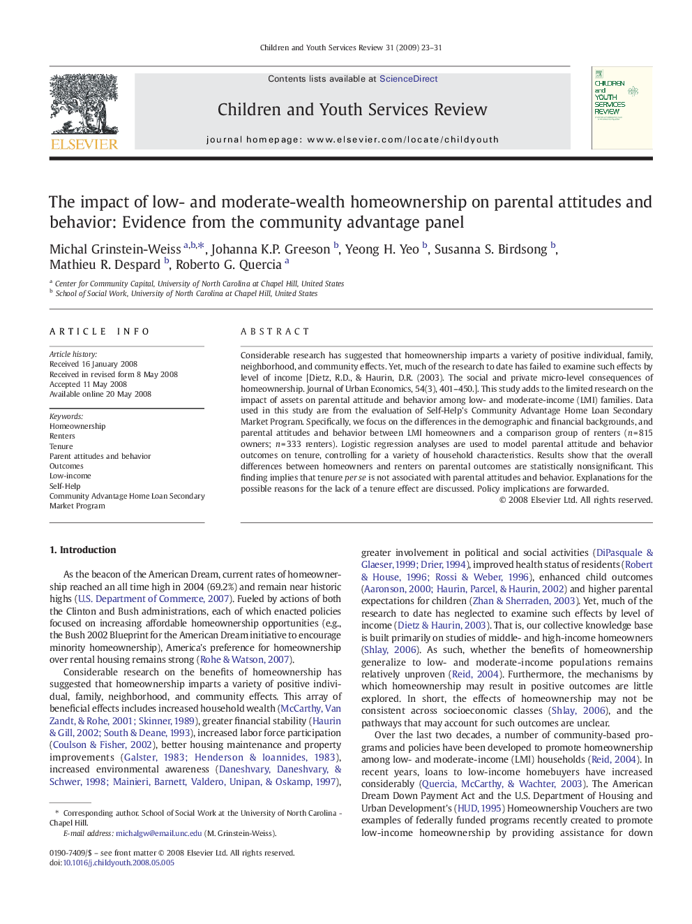 The impact of low- and moderate-wealth homeownership on parental attitudes and behavior: Evidence from the community advantage panel