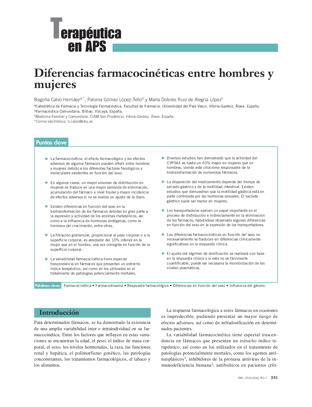 Diferencias farmacocinéticas entre hombres y mujeres