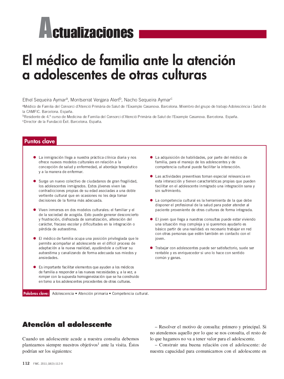 El médico de familia ante la atención a adolescentes de otras culturas