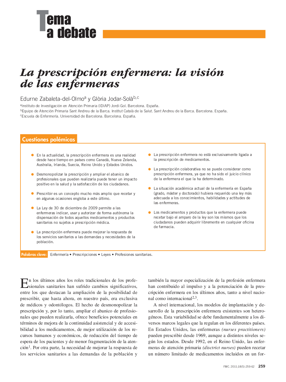 La prescripción enfermera: la visión de las enfermeras