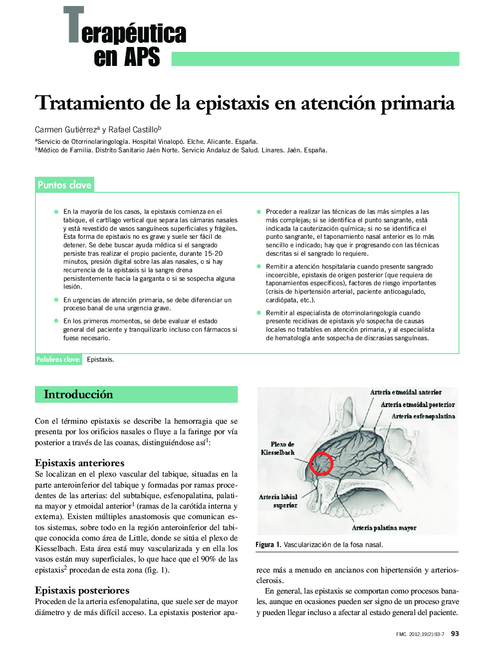 Tratamiento de la epistaxis en atención primaria