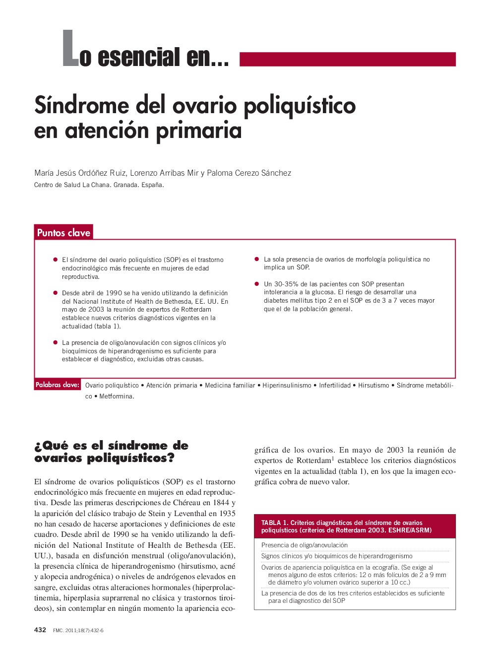 SÃ­ndrome del ovario poliquÃ­stico en atención primaria