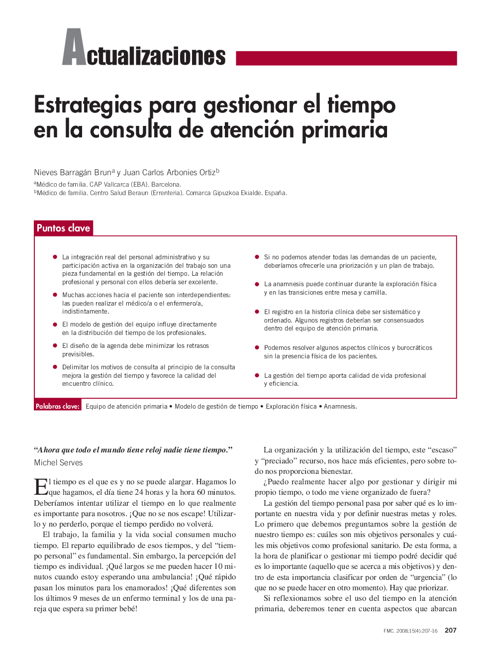 Estrategias para gestionar el tiempo en la consulta de atención primaria