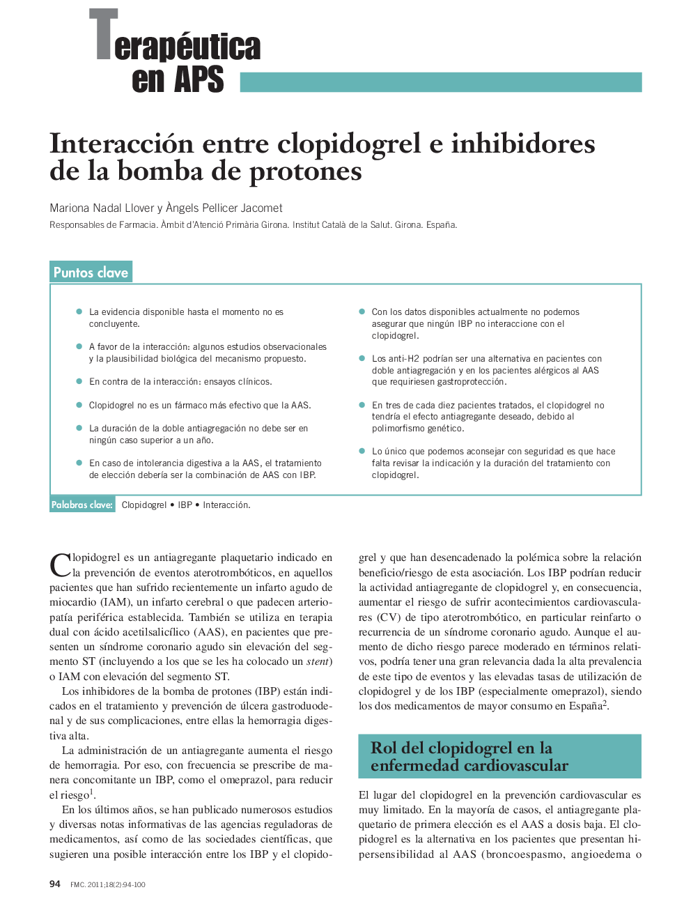 Interacción entre clopidogrel e inhibidores de la bomba de protones