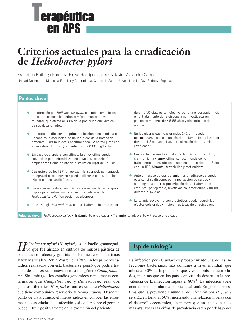 Criterios actuales para la erradicación de Helicobacter pylori