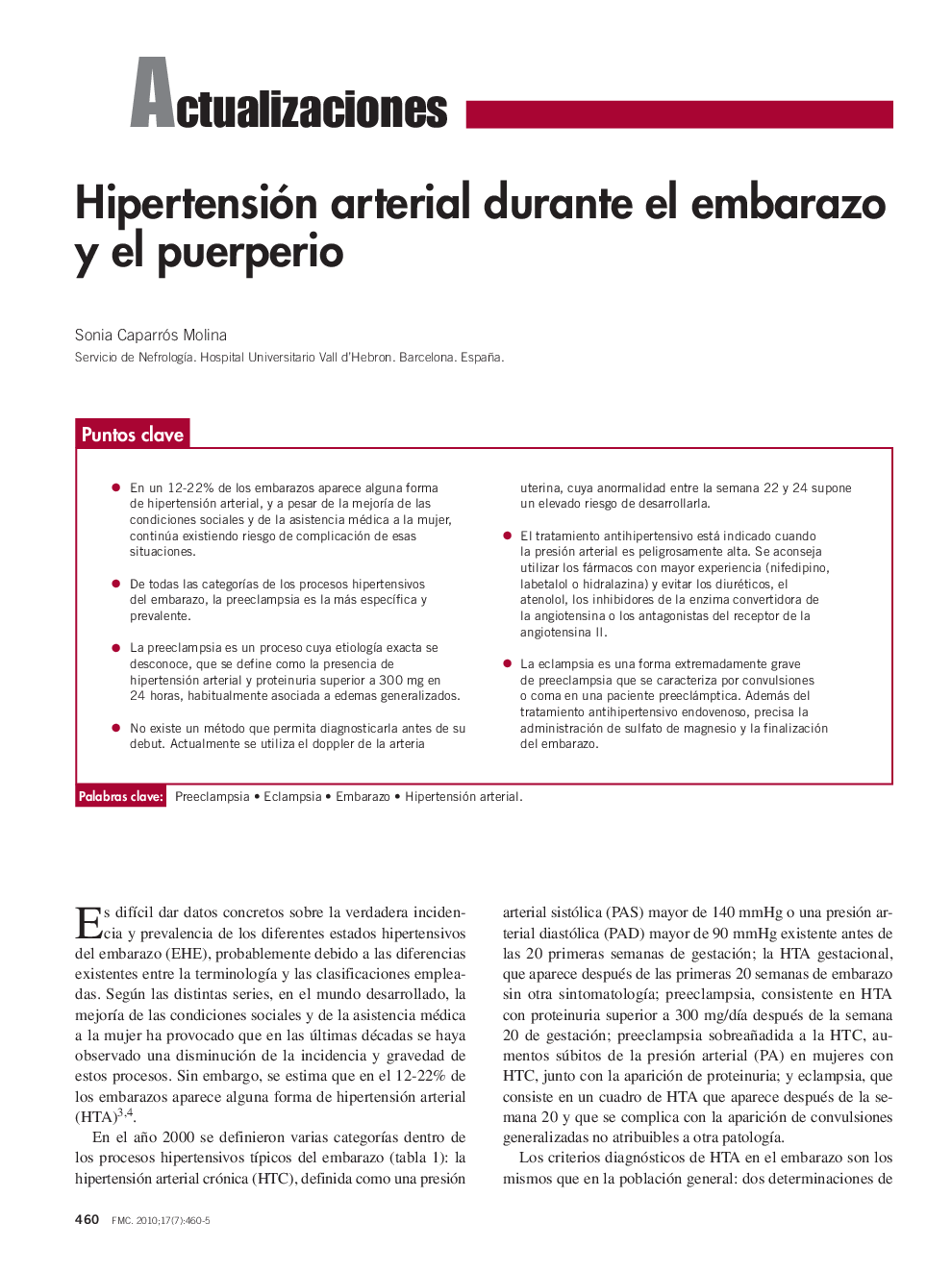 Hipertensión arterial durante el embarazo y el puerperio