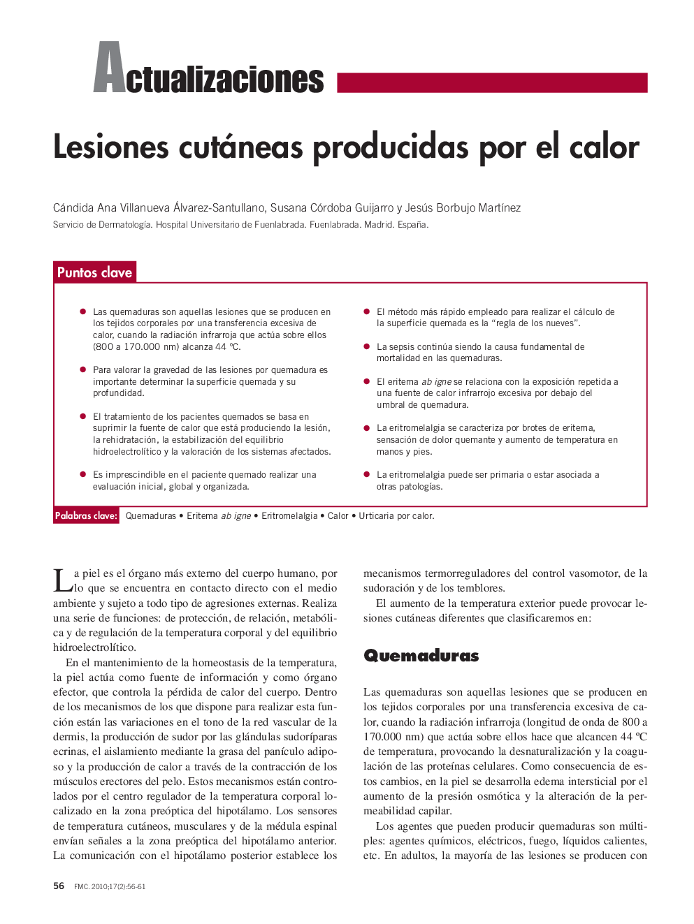 Lesiones cutáneas producidas por el calor