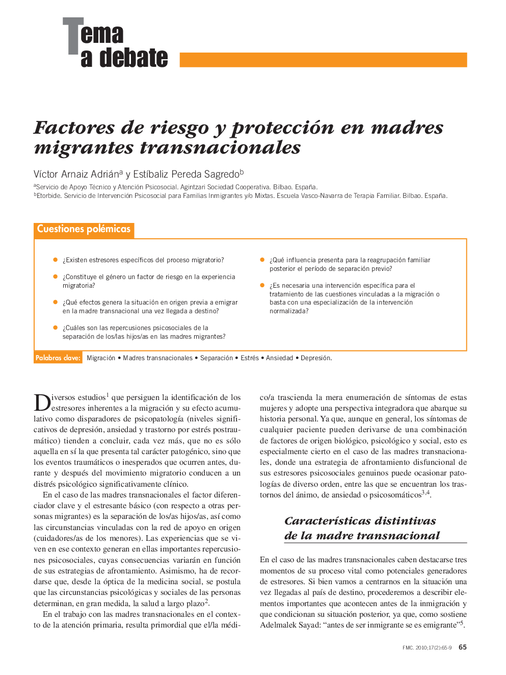 Factores de riesgo y protección en madres migrantes transnacionales