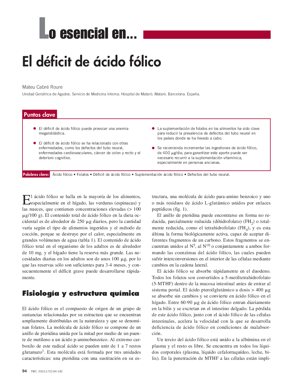 El déficit de ácido fólico