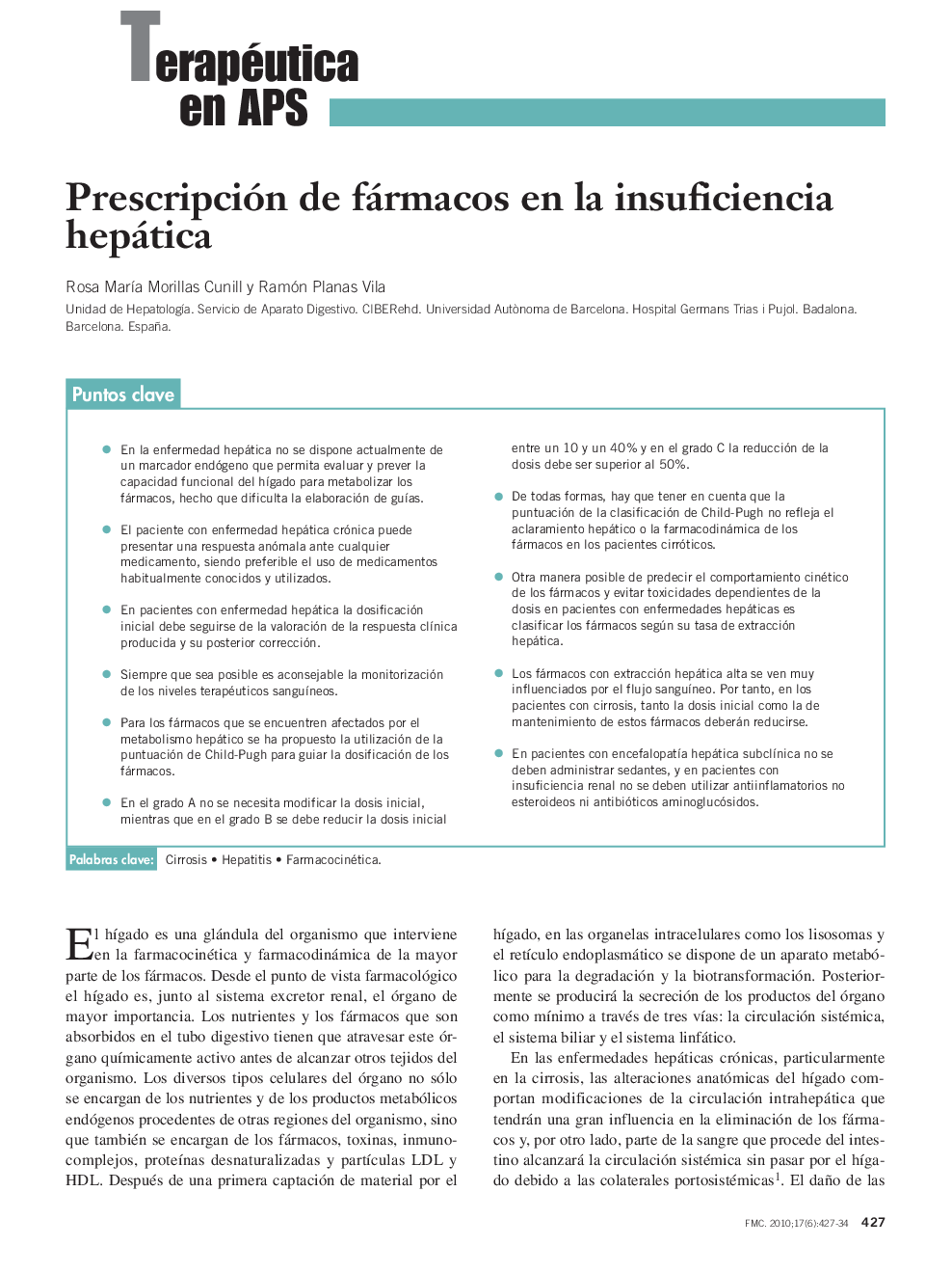 Prescripción de fármacos en la insuficiencia hepática