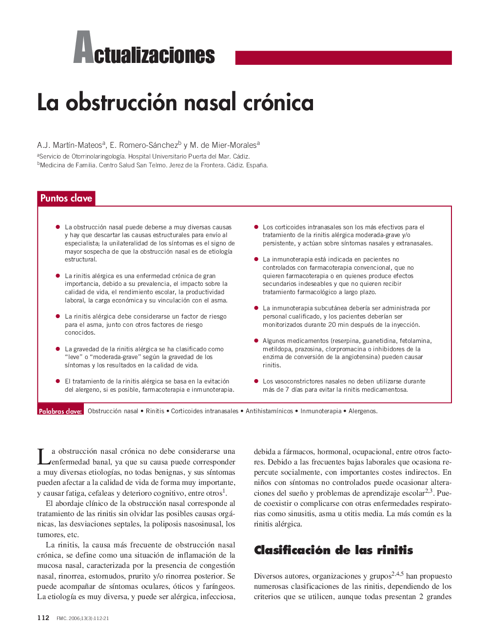 La obstrucción nasal crónica