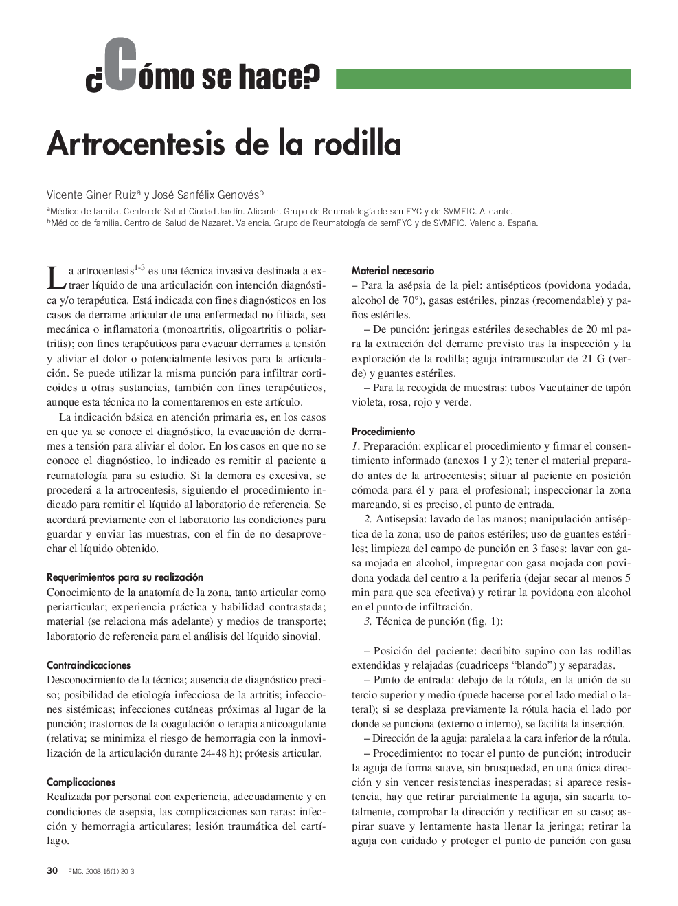 Artrocentesis de la rodilla