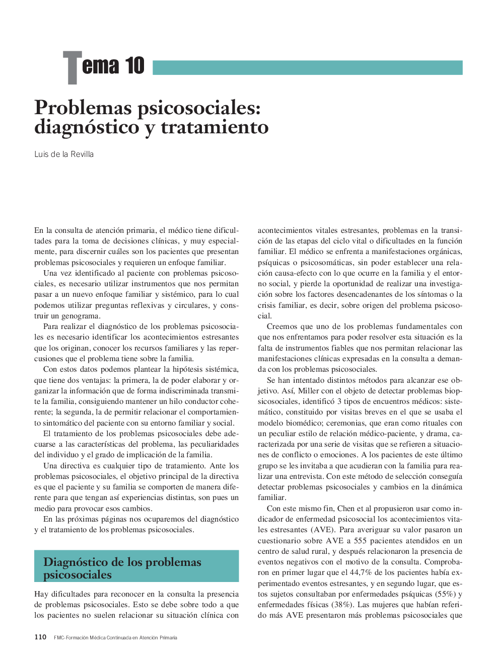 Problemas psicosociales: diagnóstico y tratamiento