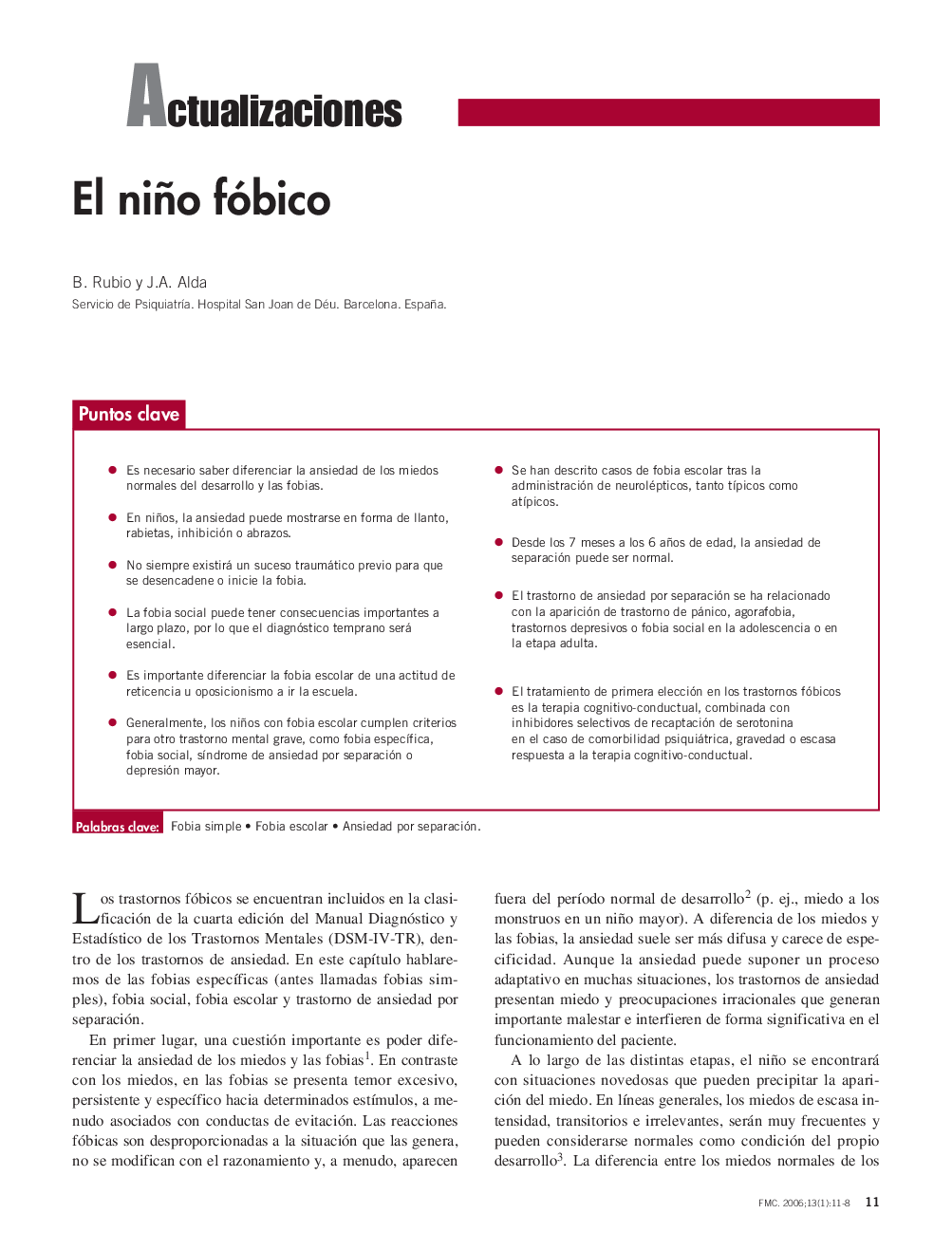 El niño fóbico