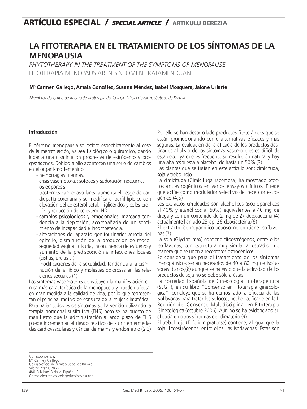 La fitoterapia en el tratamiento de los sÃ­ntomas de la menopausia