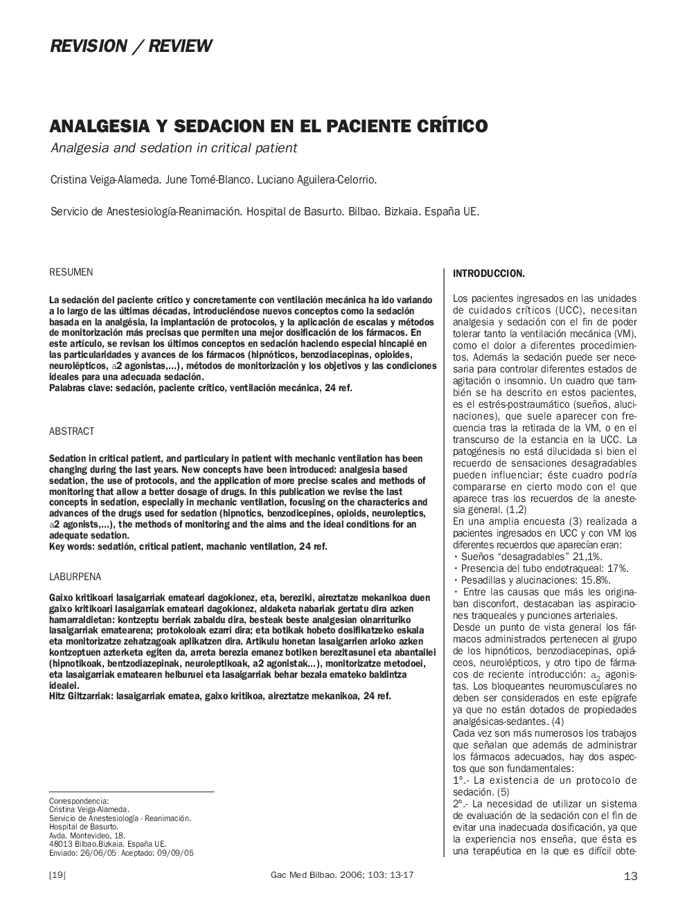 Analgesia y sedacion en el paciente crÃ­tico