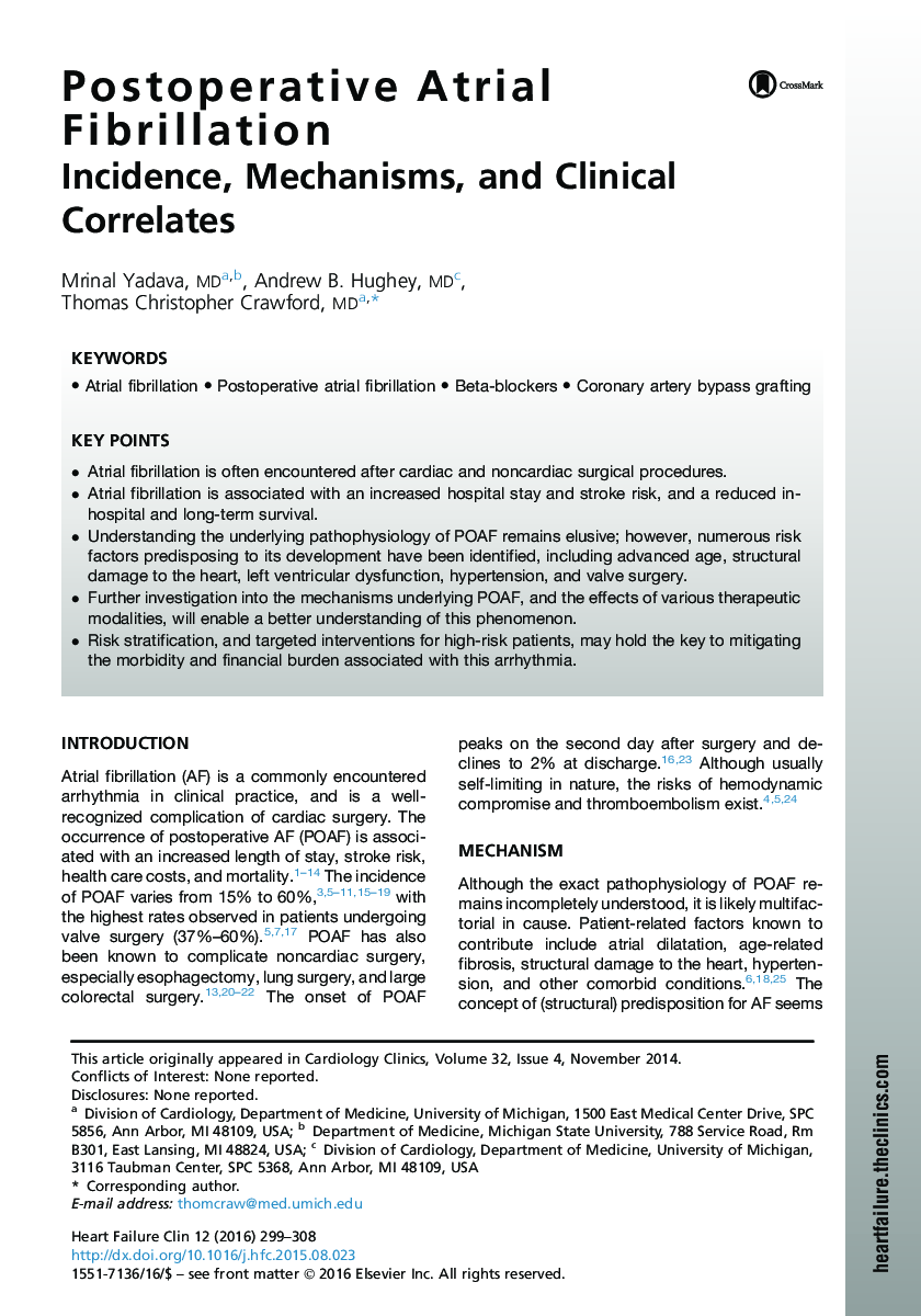 Postoperative Atrial Fibrillation