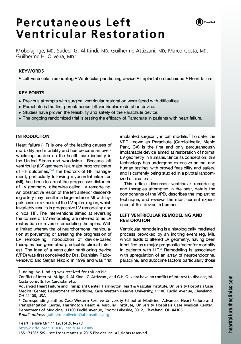 Percutaneous Left Ventricular Restoration