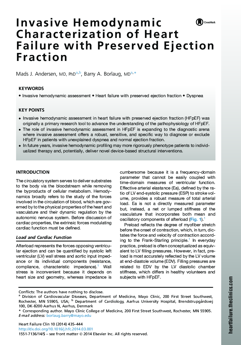 Invasive Hemodynamic Characterization of Heart Failure with Preserved Ejection Fraction