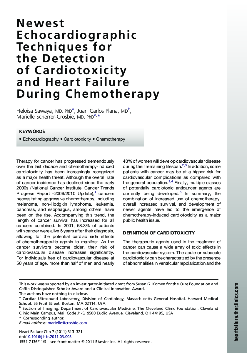 Newest Echocardiographic Techniques for theÂ Detection ofÂ Cardiotoxicity andÂ Heart Failure During Chemotherapy
