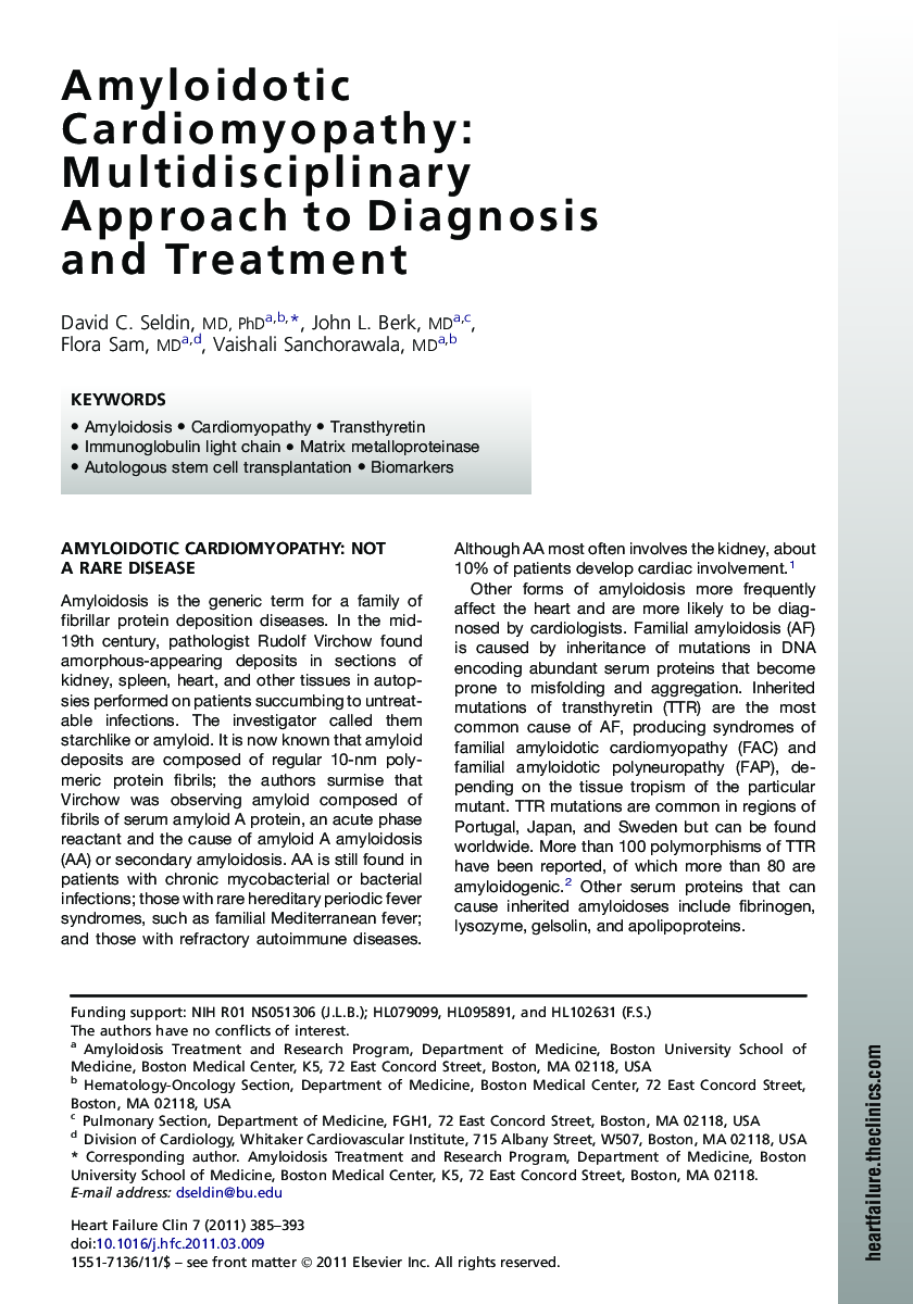 Amyloidotic Cardiomyopathy: Multidisciplinary Approach to Diagnosis and Treatment