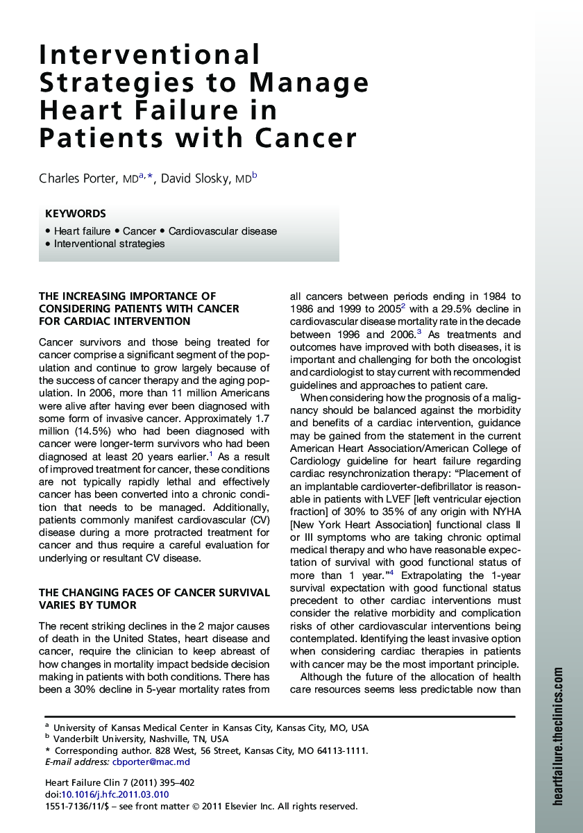 Interventional Strategies to Manage Heart Failure in Patients with Cancer