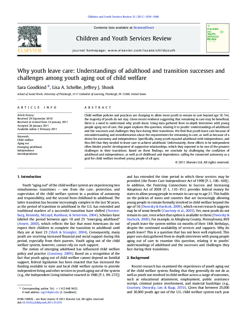 Why youth leave care: Understandings of adulthood and transition successes and challenges among youth aging out of child welfare