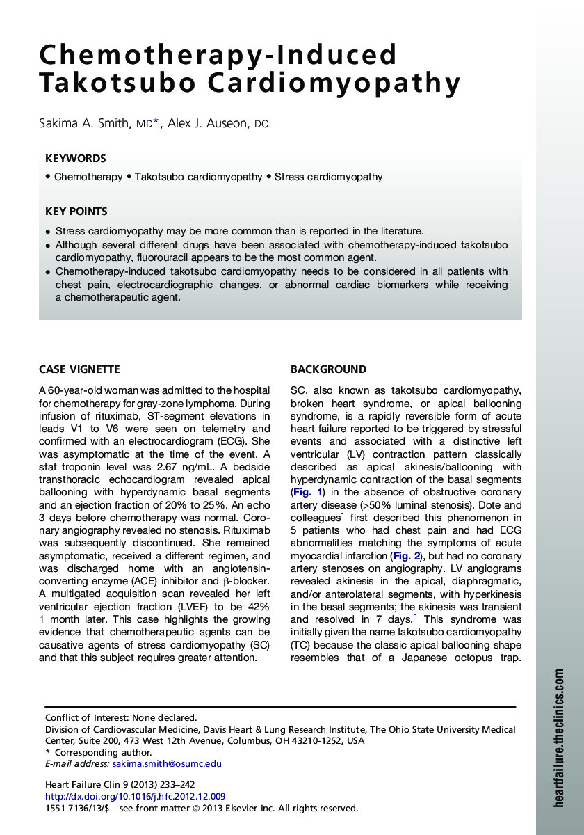 Chemotherapy-Induced Takotsubo Cardiomyopathy