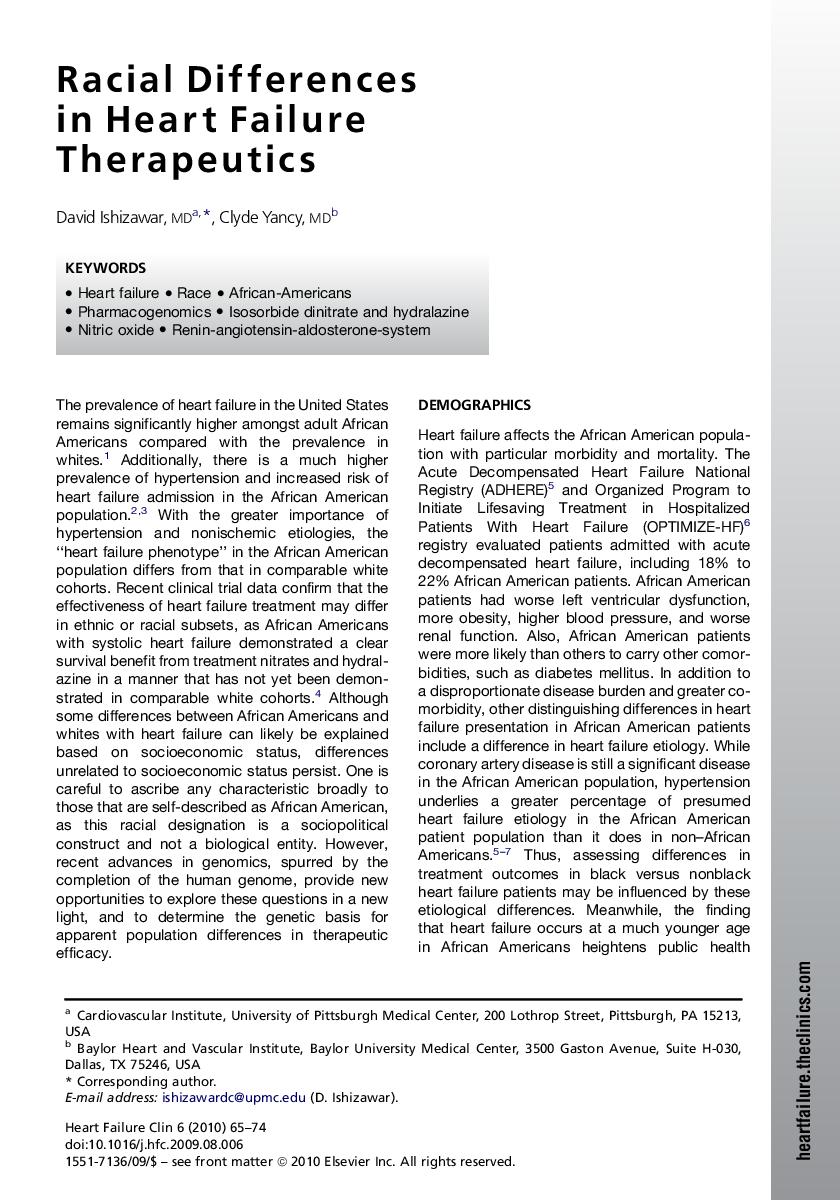 Racial Differences in Heart Failure Therapeutics
