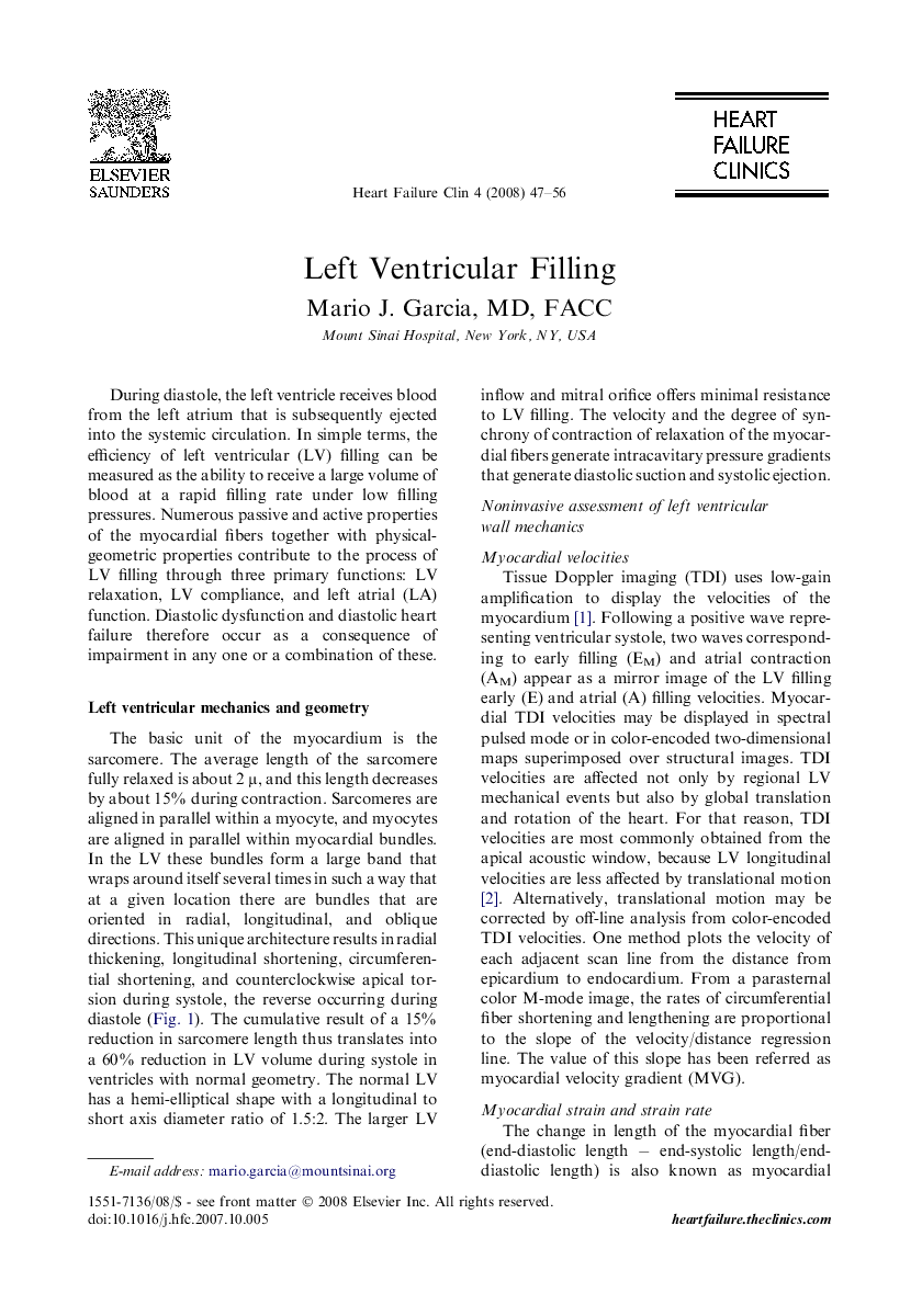 Left Ventricular Filling