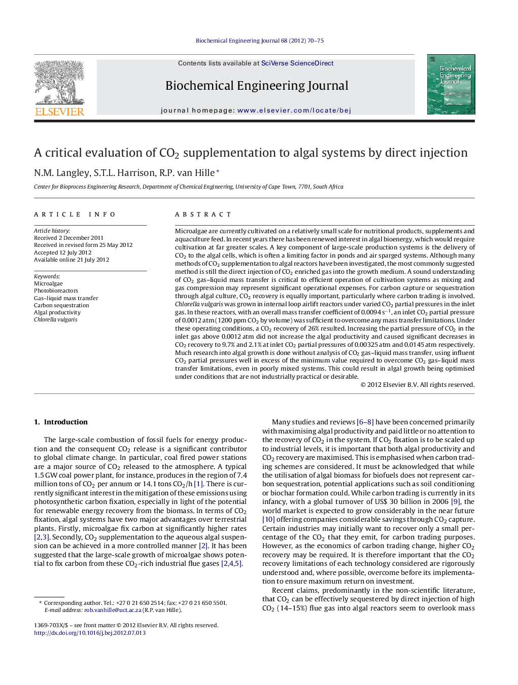 A critical evaluation of CO2 supplementation to algal systems by direct injection