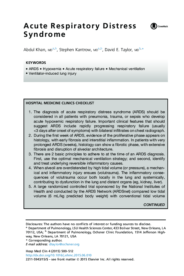 Acute Respiratory Distress Syndrome