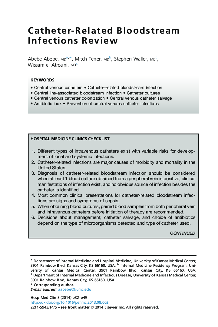 Catheter-Related Bloodstream Infections Review