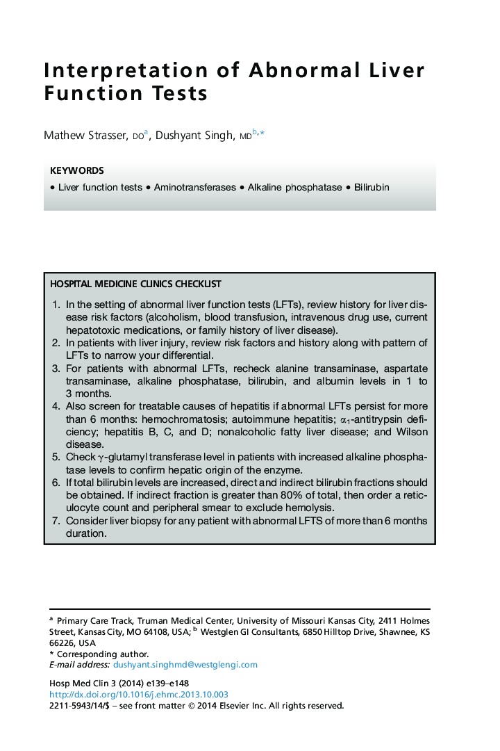 Interpretation of Abnormal Liver Function Tests