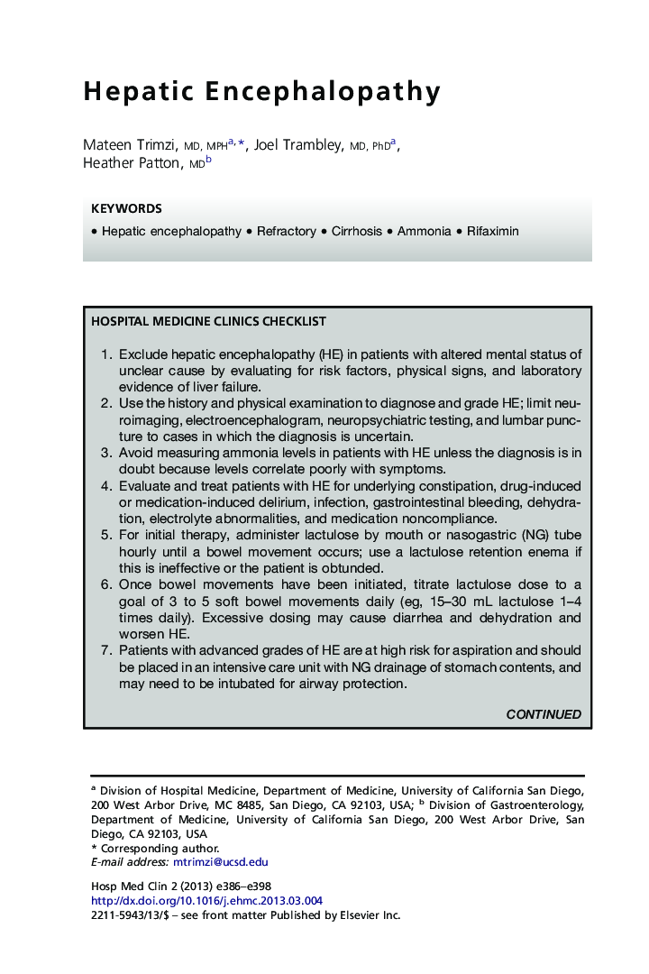 Hepatic Encephalopathy