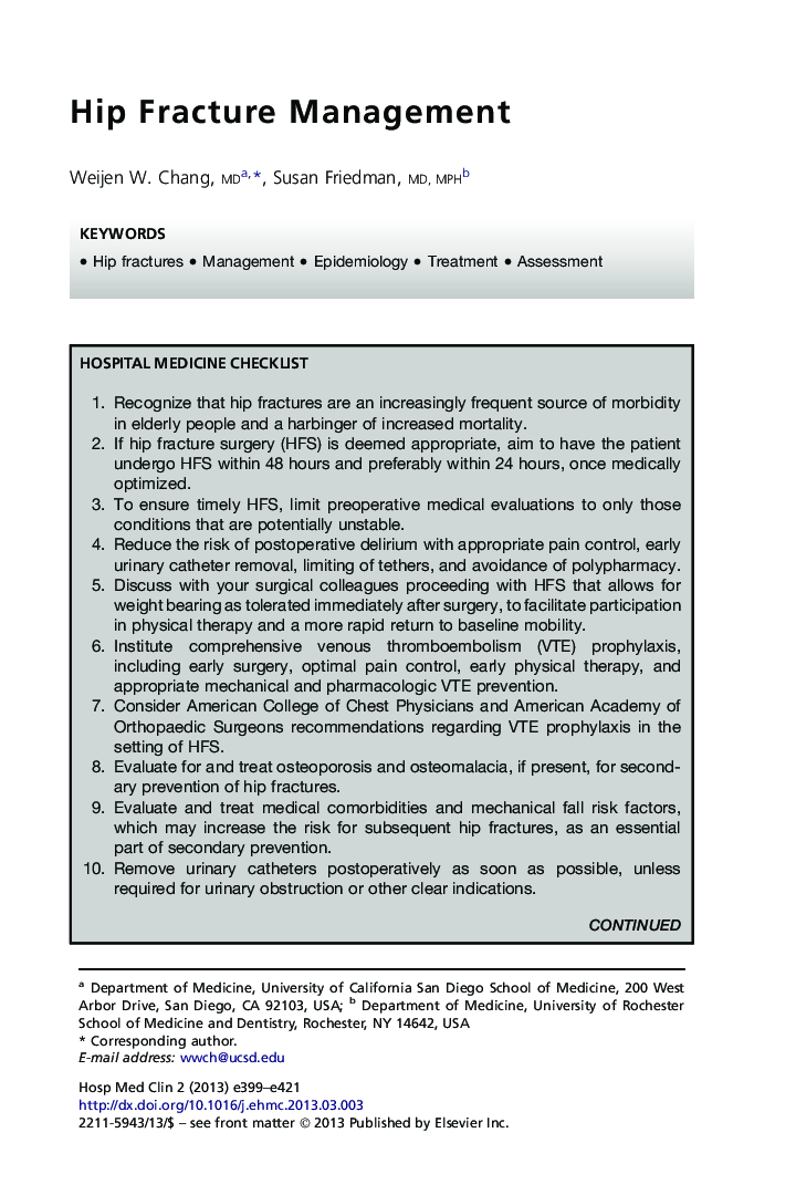 Hip Fracture Management