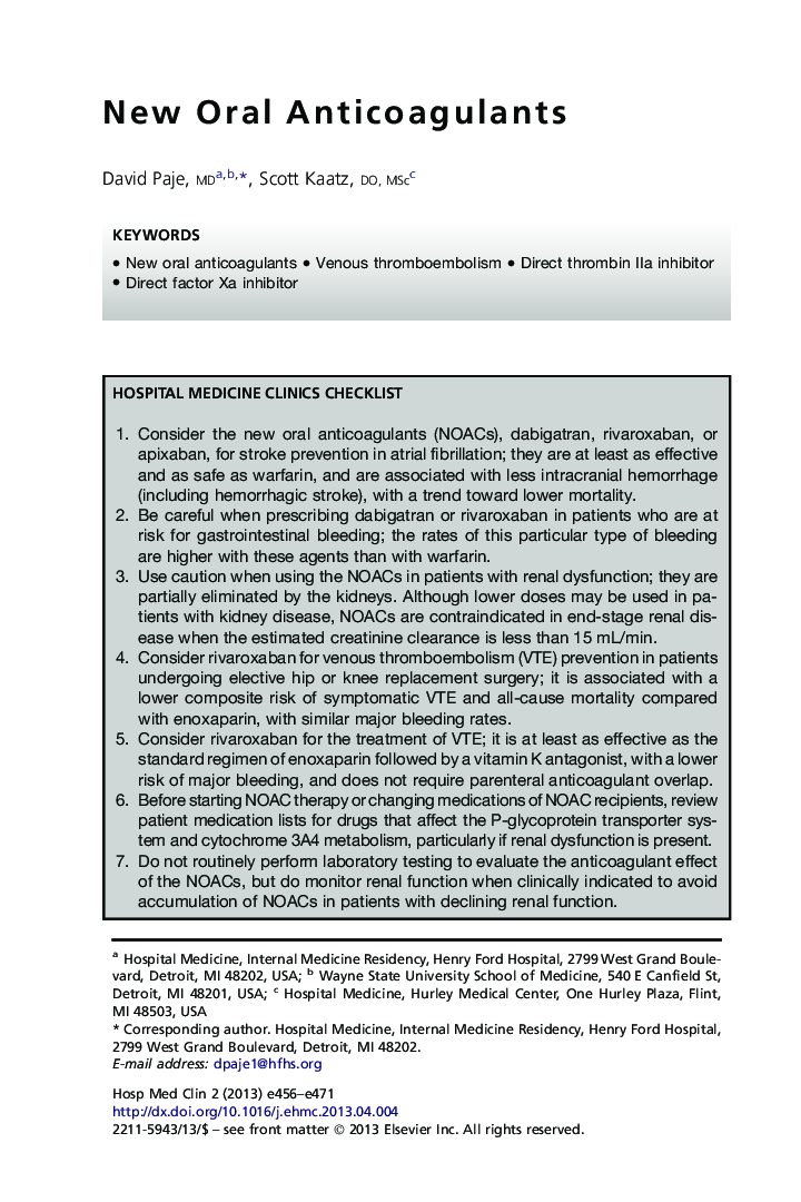 New Oral Anticoagulants