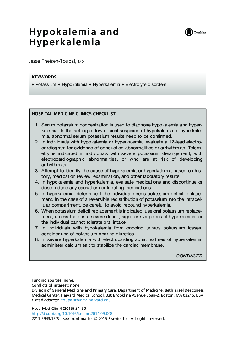 Hypokalemia and Hyperkalemia