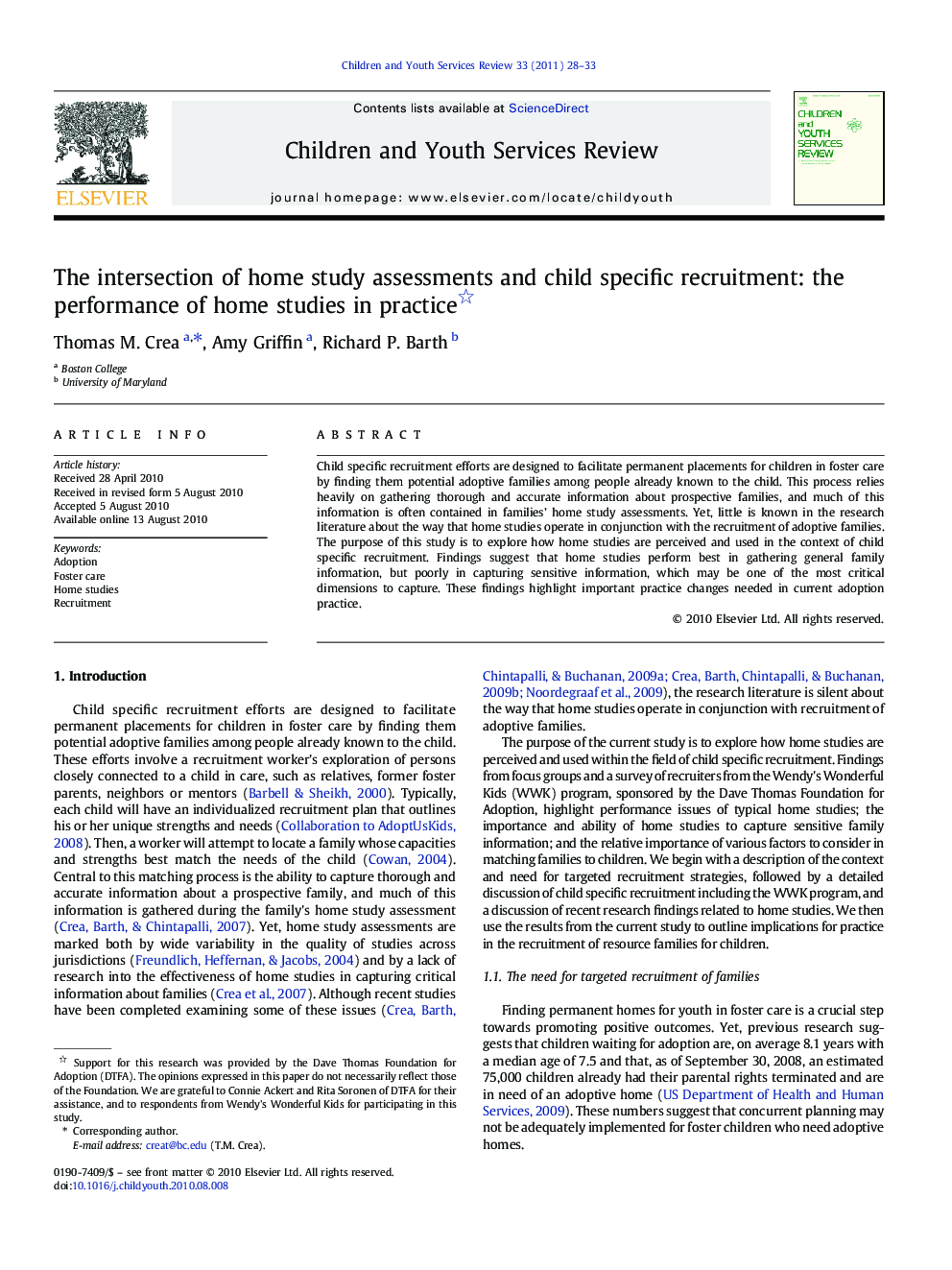 The intersection of home study assessments and child specific recruitment: the performance of home studies in practice 