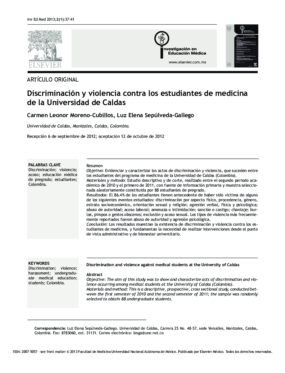 Discriminación y violencia contra los estudiantes de medicina de la Universidad de Caldas