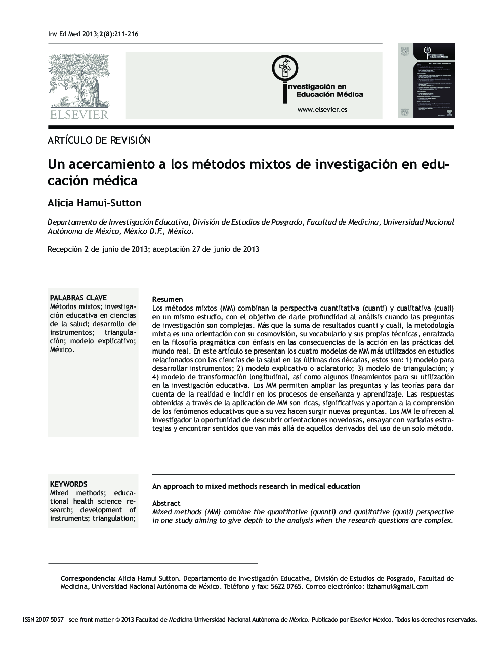 Un acercamiento a los métodos mixtos de investigación en educación médica