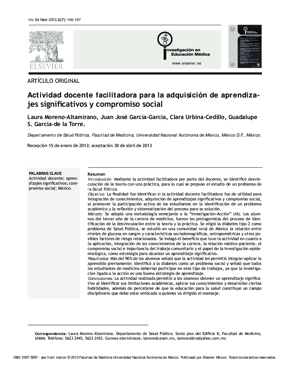 Actividad docente facilitadora para la adquisición de aprendizajes significativos y compromiso social