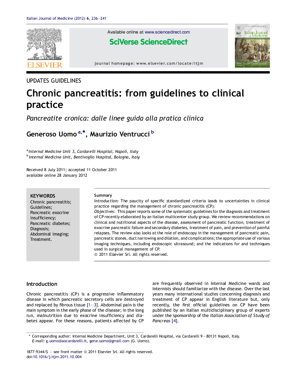 Chronic pancreatitis: from guidelines to clinical practice