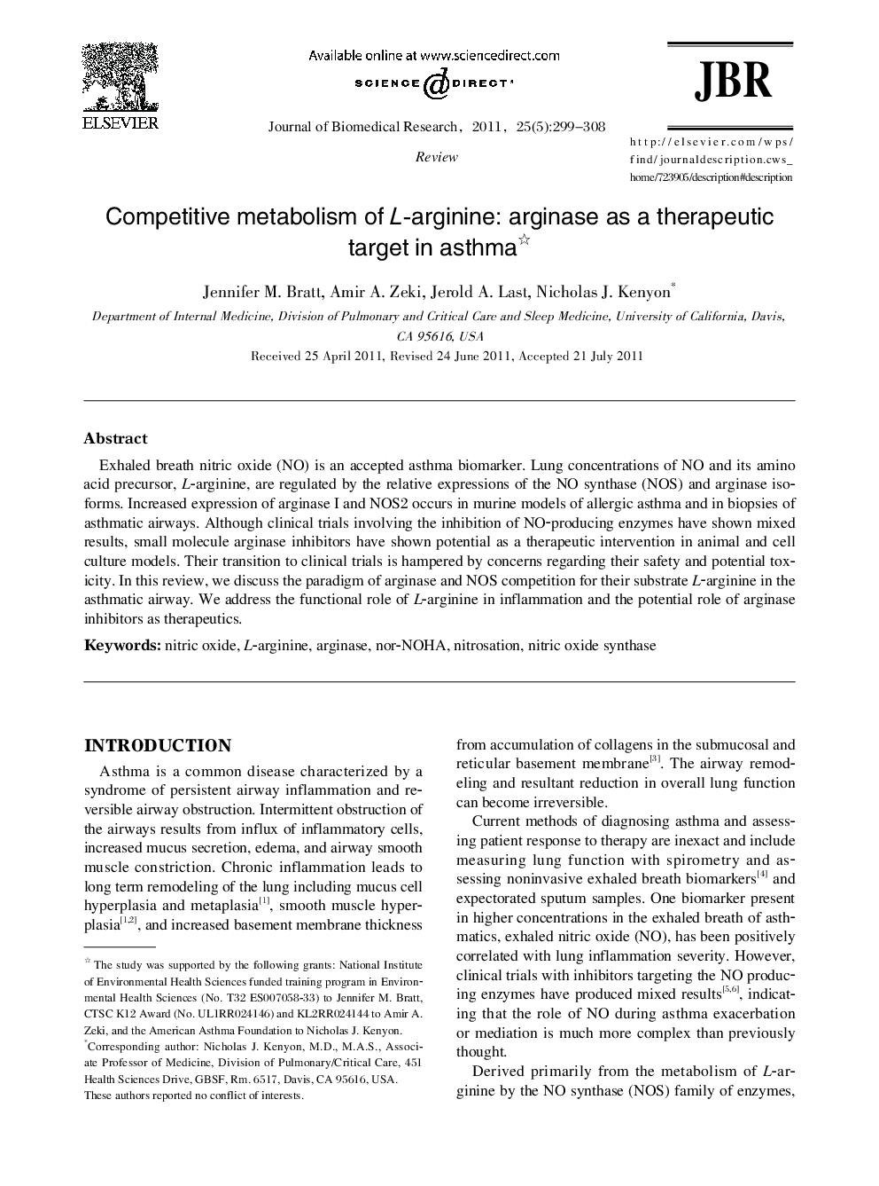 Competitive metabolism of L -arginine: arginase as a therapeutic target in asthma 