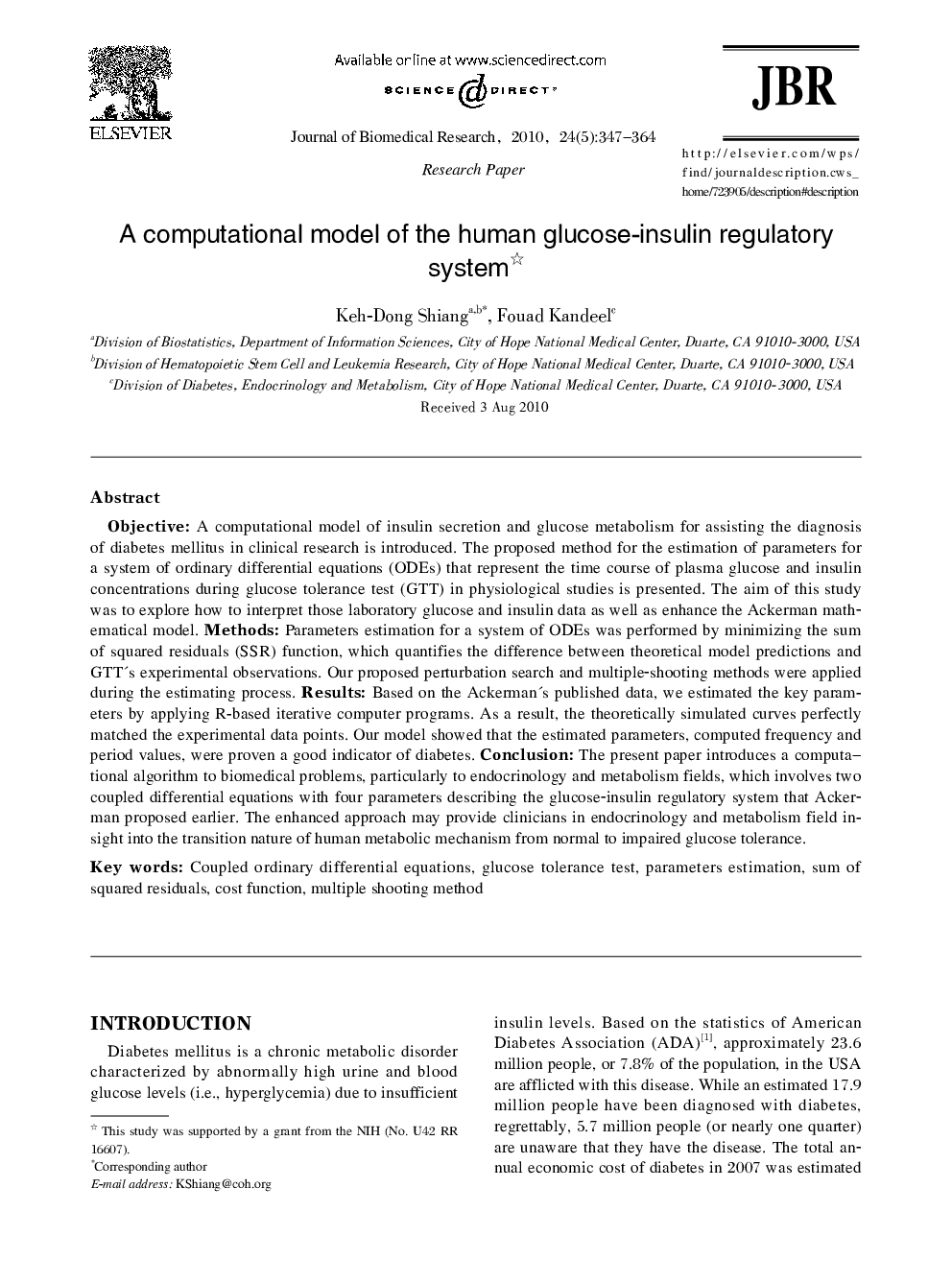 A computational model of the human glucose-insulin regulatory system 