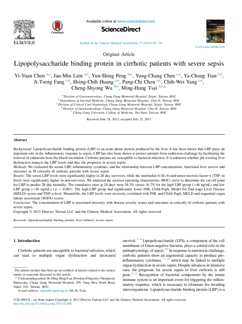 Lipopolysaccharide binding protein in cirrhotic patients with severe sepsis 