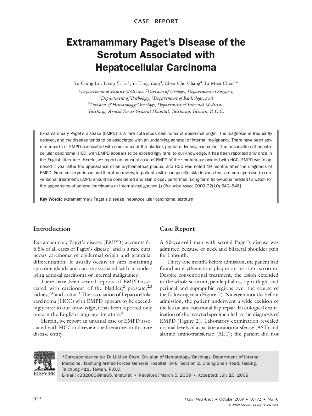 Extramammary Paget's Disease of the Scrotum Associated with Hepatocellular Carcinoma