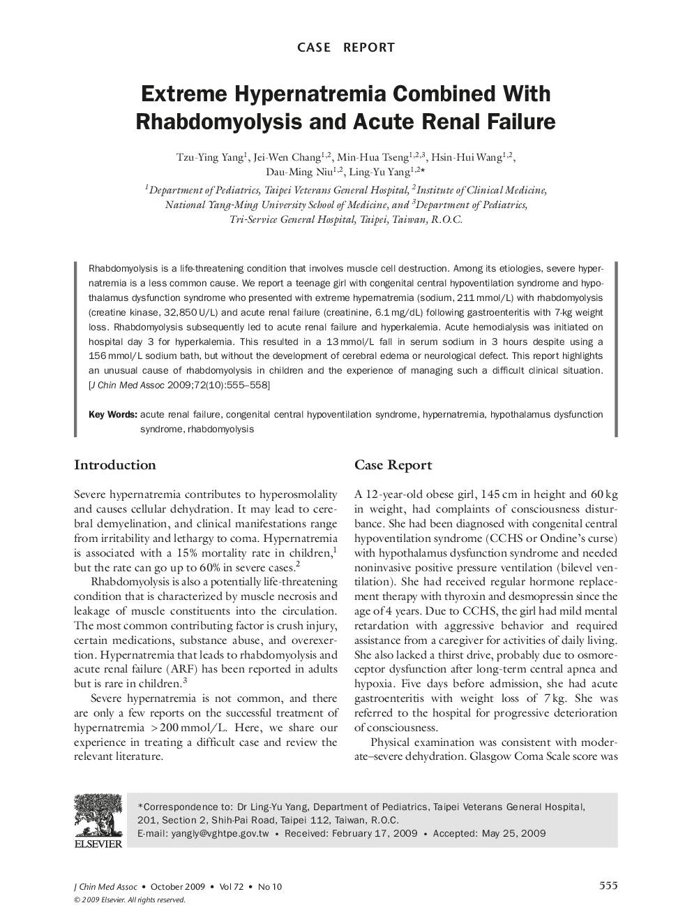 Extreme Hypernatremia Combined With Rhabdomyolysis and Acute Renal Failure